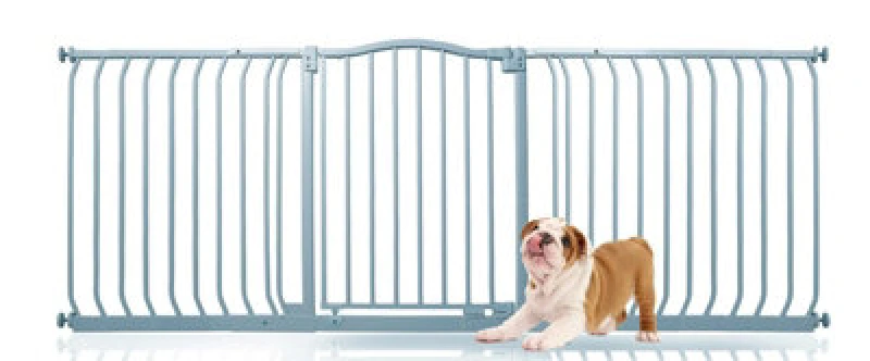 Image of Bettacare Curved Top Dog Gate, 188Cm - 197Cm, Matt Grey, Pressure Fit Pet Gate For Dog And Puppy, Pet And Dog Barrier