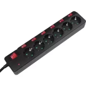 Image of LogiLink LPS233 Surge protection power strip 6x Black PG connector