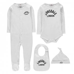 Image of Lonsdale 4 Piece Romper Set Baby Boys - Black/White