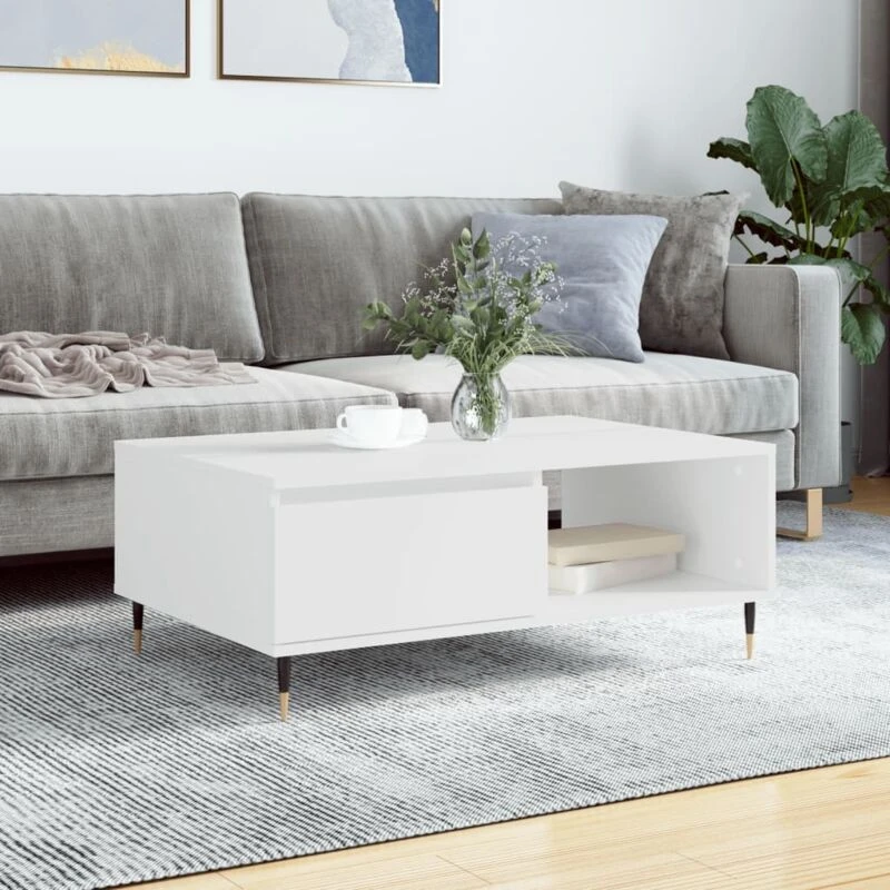 Image of Vidaxl Coffee Table White 90X60X35cm Engineered Wood, White 827052