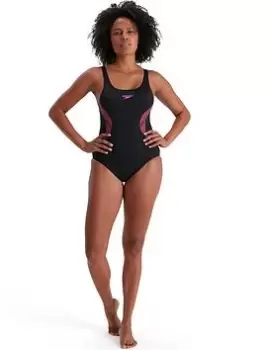 Image of Speedo Placement Muscleback Swimsuit - Black, Size 32, Women