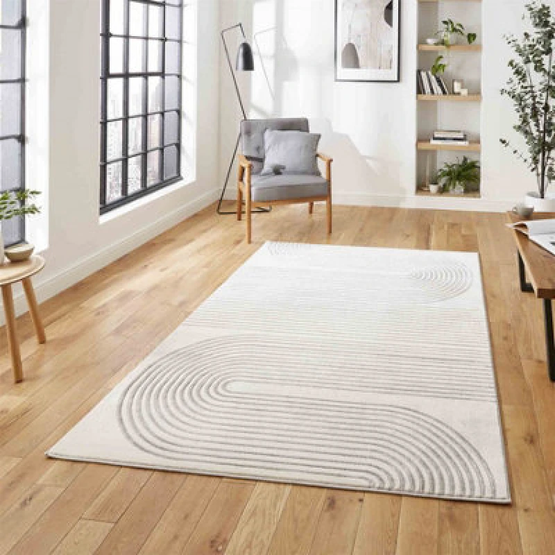 Image of Apollo Swirl Washable Rug Ivory