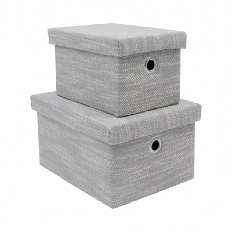 Image of Jvl Serena Lidded Rectangular Storage Baskets - Set Of 2