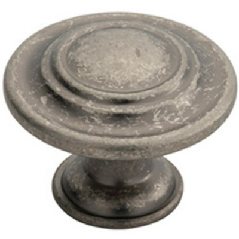 Image of Loops Round Ringed Pattern Door Knob 32mm Diameter Pewter Cabinet Handle Multi unisex