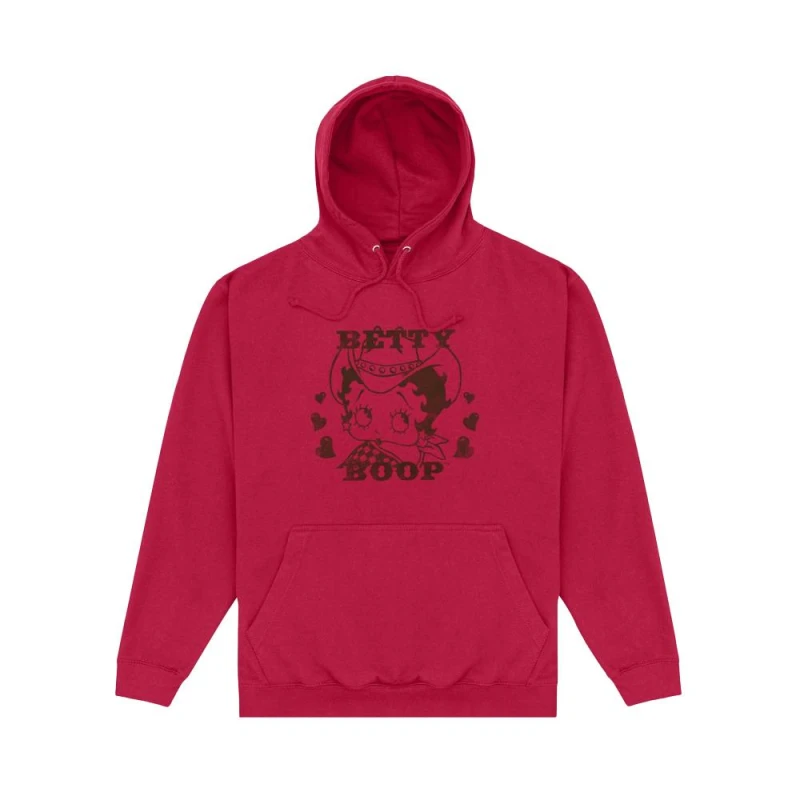 Image of Betty Boop Mens Cowgirl Hoodie in Dark Red Size: Small Dark Red Male S
