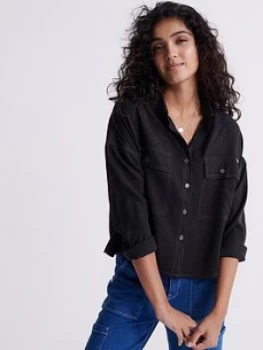 Image of Superdry Desert Oversized Shirt - Black, Size 14, Women