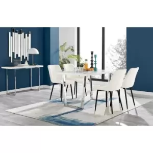 Image of Kylo White High Gloss Dining Table & 4 Cream Pesaro Black Leg Chairs