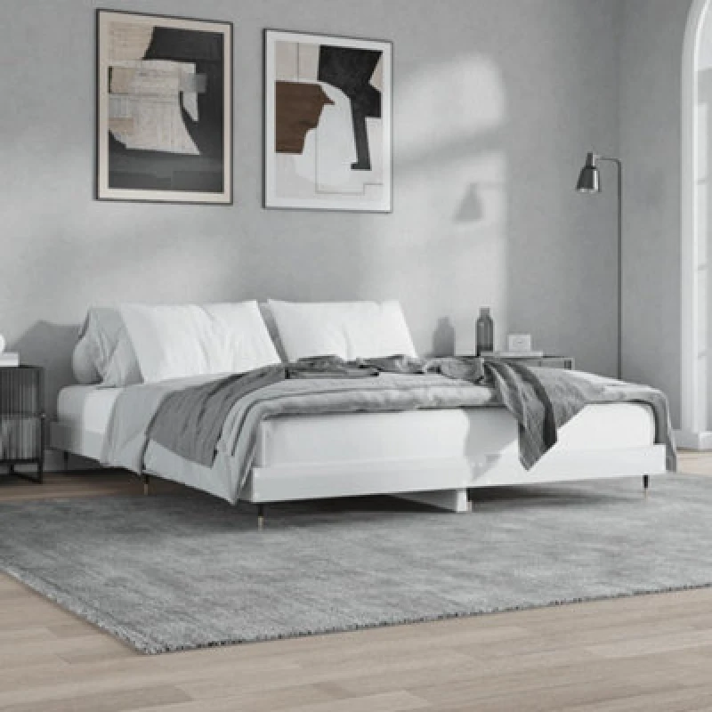 Image of Vidaxl Bed Frame Without Mattress High Gloss White 140X200 Cm