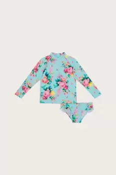 Image of Floral Two Piece Swim Set with UPF50+ Protection