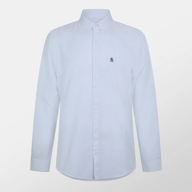 Image of Original Penguin Long Sleeve Oxford Shirt - White White S