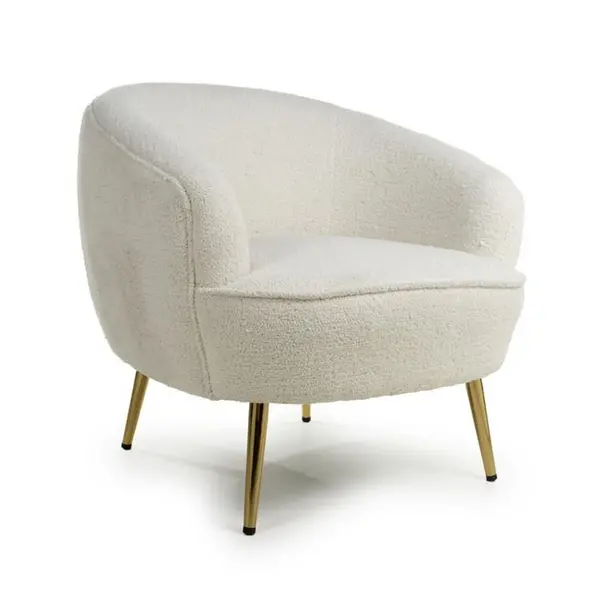 Image of Shankar Lucia Boucle Vanilla White Tub Chair - White 758078cm