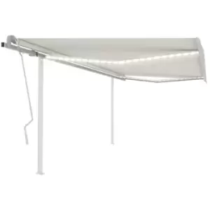 Image of Vidaxl - Manual Retractable Awning with LED 4.5x3 m Cream Cream
