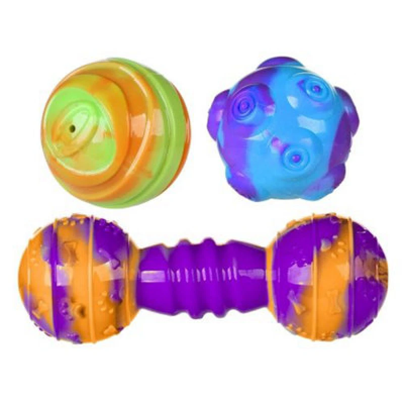 Image of Ministry Of Pets Multicoloured Fetch 'n' Chew Tpr Toys (Pack Of 4)