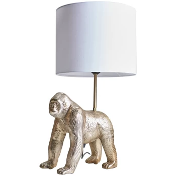 Image of Gorilla Metal Table Lamp with Drum Lampshade - White
