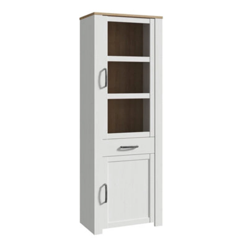 Image of Furniture To Go Bohol Narrow Display Cabinet Inc. 2X LED Lights In Riviera Oak/white