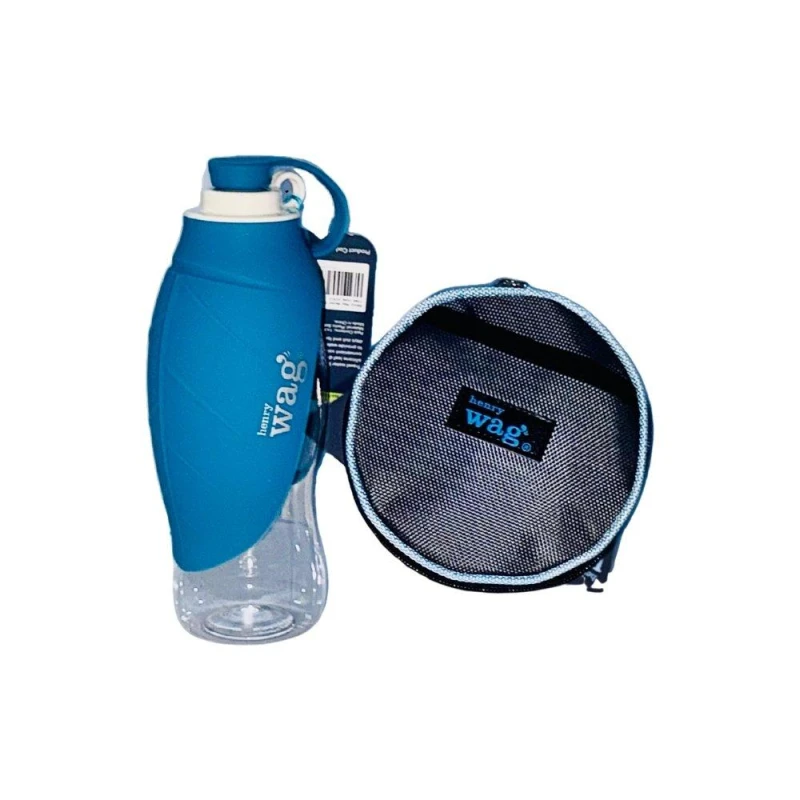 Image of Henry Wag Blue Water Bottle & Set of Folding Bowls Blue unisex One Size