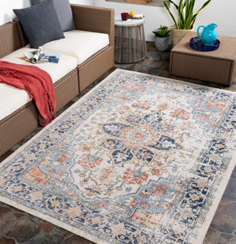 Image of Livabliss In- & Outdoor Oriental Boho Dark Blue Selma Area Rug 120 X 170 Cm - Easy To Clean, Perfect For Balcony Or Dining Room