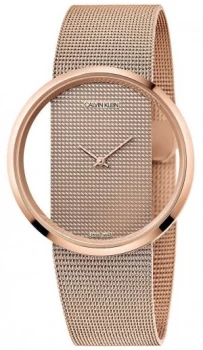 Image of Calvin Klein Glam Rose Gold PVD Plated Mesh Bracelet Watch