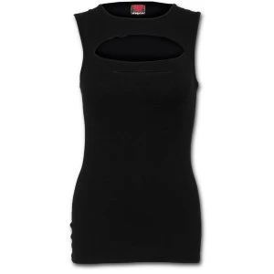 Image of Urban Fashion Laser Cut Sleeveless Womens Large Sleeveless Top - Black