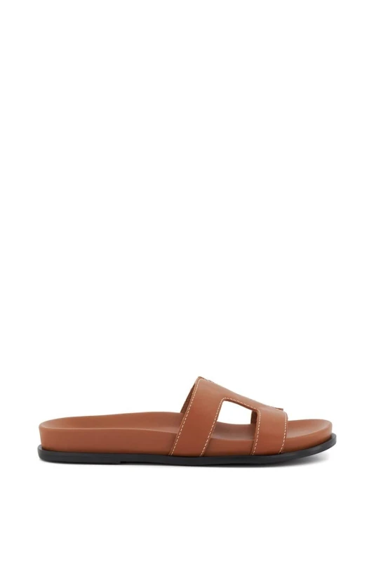 Image of Dune London Wide Fit 'Loupa' Leather Sandals Tan