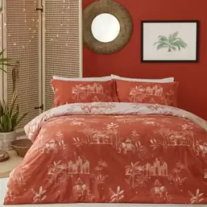 Image of Furn Jaipur Elephant Duvet Cover Set (King) (Paprika Red)