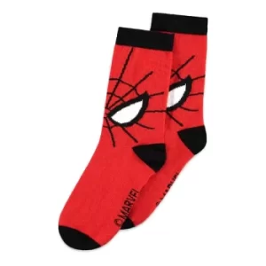 Image of MARVEL COMICS Spider-man Masked Hero Novelty Socks, 1 Pack, Unisex, 43/46, Red/Black (NS501827SPN-43/46)