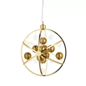 Image of Muni Single Pendant Ceiling Lamp, Gold Effect Plate With, Gold Glass