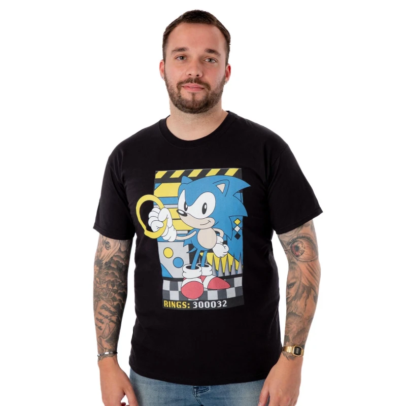 Image of (XXX-Large) Sonic the Hedgehog Short Sleeved T-Shirt (Mens Black)