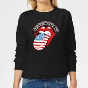 Image of Rolling Stones US Flag Womens Sweatshirt - Black
