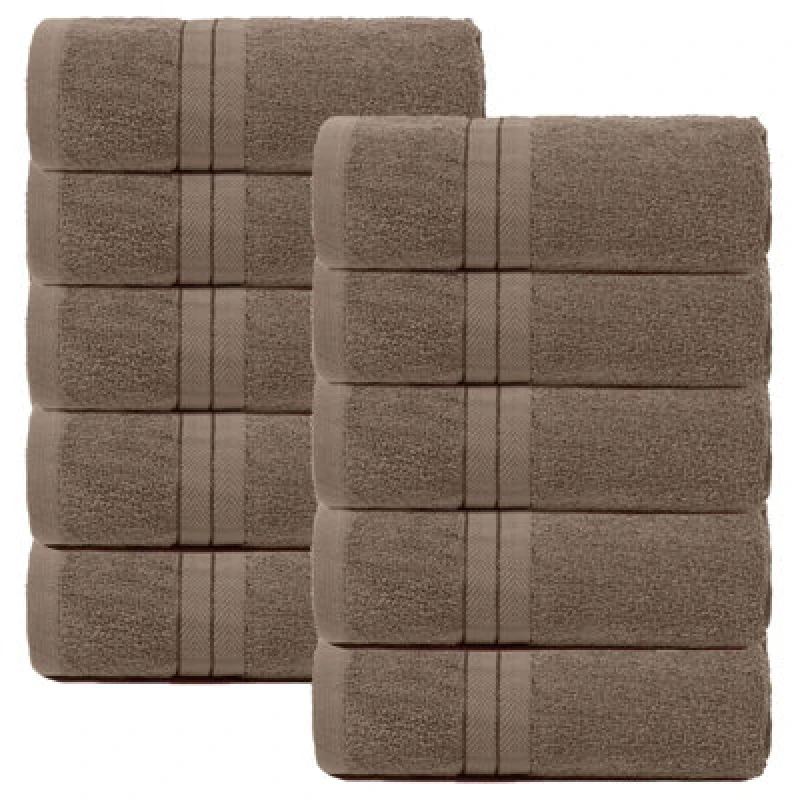 Image of OHS OHS 10 Pack of 100% Cotton Bathroom Hand Towel in Light Beige Light Beige Hand Towel Unisex 5027434202881