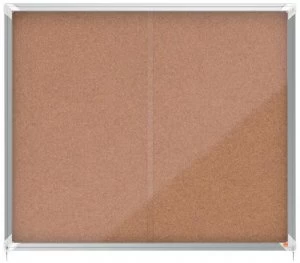 Image of Nobo Premium Plus Cork Lockable Notice Board 15xA4