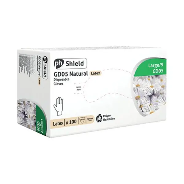 Image of Shield Powder-Free Latex Gloves Large Natural (Pack of 100) GD05