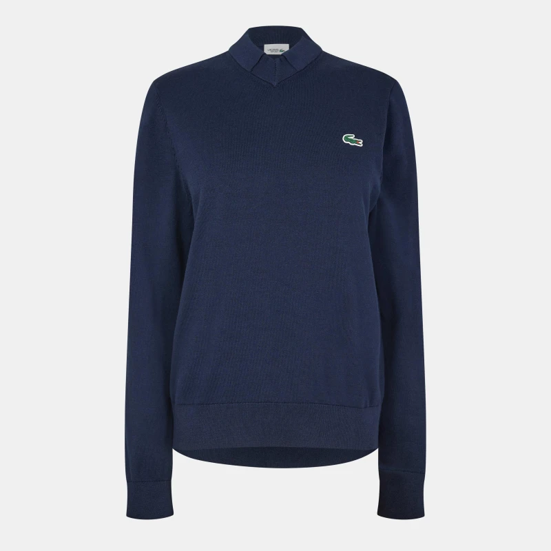 Image of Lacoste Womens Knit Crew Neck Jumper Navy female 6 (34)