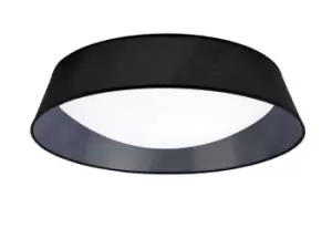 Image of Nordica Flush Ceiling, 9 Light E27, Cylindrical 90cm, White Acrylic with Black Shade