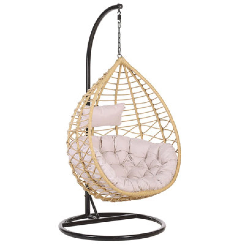 Image of Beliani Hanging Chair With Stand Arsita Pe Rattan Natural