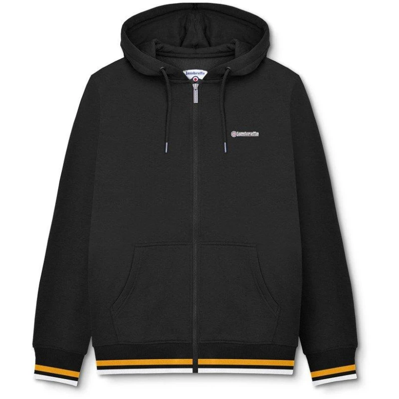 Image of Lambretta Mens Zip Hoodie Black/Gold male Small