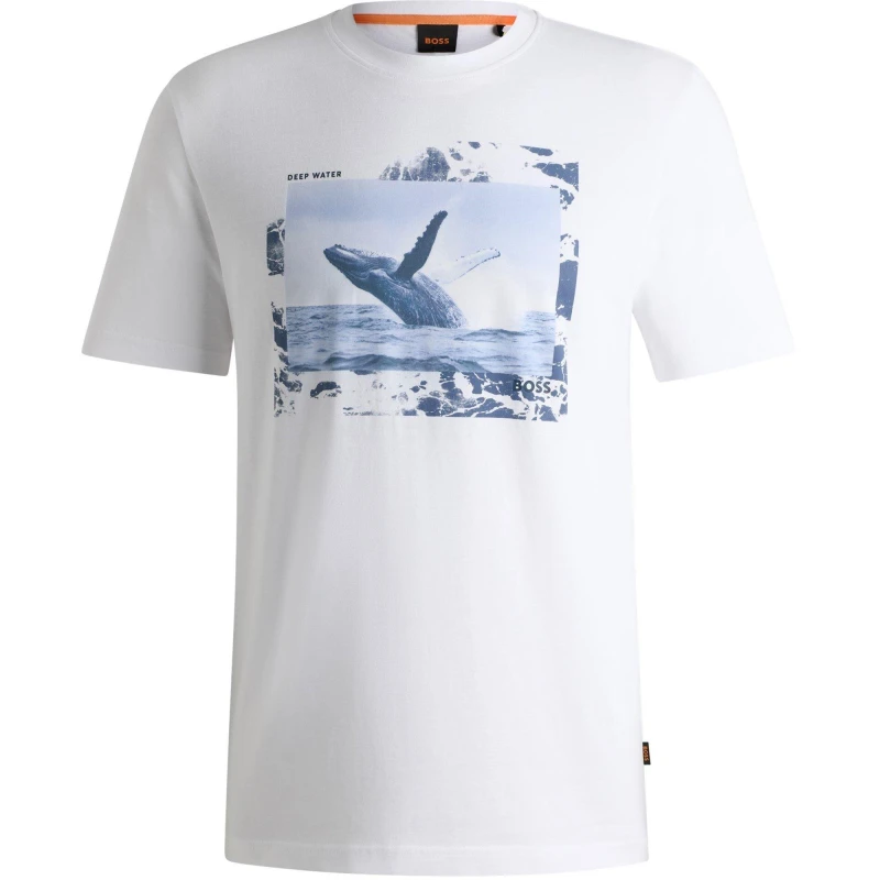 Image of Boss Mens Dunetrace Regular Fit T-Shirt White 100 male S