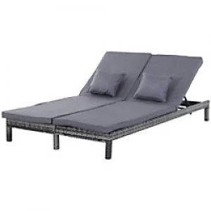 Image of Outsunny Rattan Double-Seat Daybed 862-023V71GY Grey