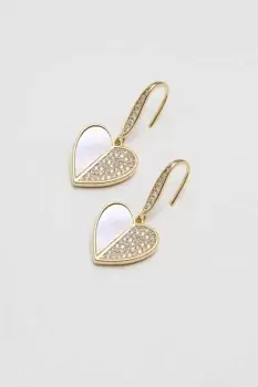 Image of Gold Plated Cubic Zirconia And Mother of Pearl Drop Earrings