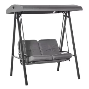 Image of Outsunny 2 Seater Covered Outdoor Swing Chair Lounger Hammock Bench with Cushion Tilt Canopy, Grey