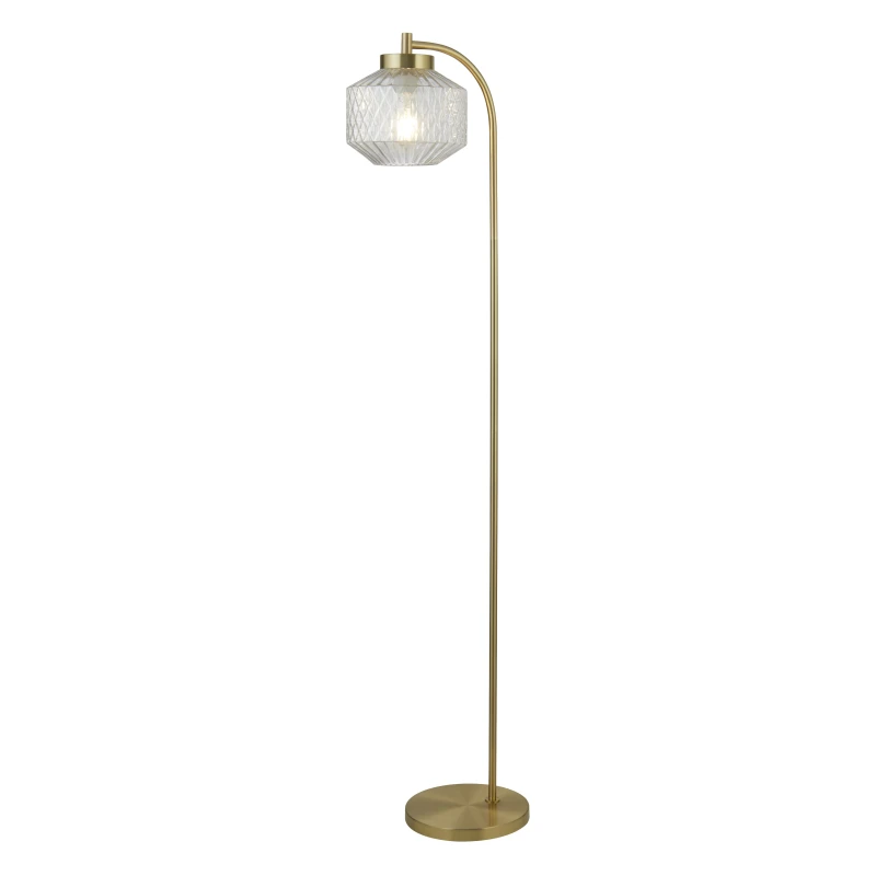 Image of Searchlight Clear Glass and Brass Floor Lamp Clear - Searchlight Clear HR04501