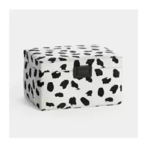 Image of BTFY Jewellery Box - Dalmatian Print Velvet Storage for Makeup - Dressing Table Organiser with Ring Pad, Removable Tray, Necklace Storage & Bracelet
