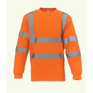 Image of Yoko Adults Unisex Hi-Vis Long Sleeve T-Shirt (S) (Orange) - Orange