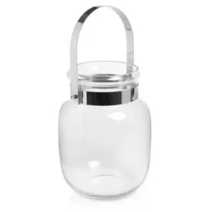 Image of Chrome Effect Glass Hurricane Lantern, Large