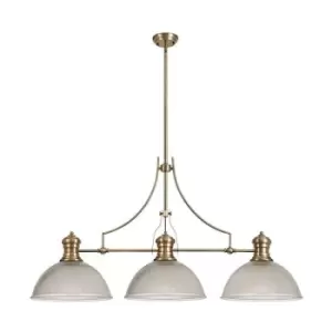 Image of 3 Light Telescopic Ceiling Pendant E27 With 38cm Dome Glass Shade, Antique Brass, Clear - Luminosa Lighting