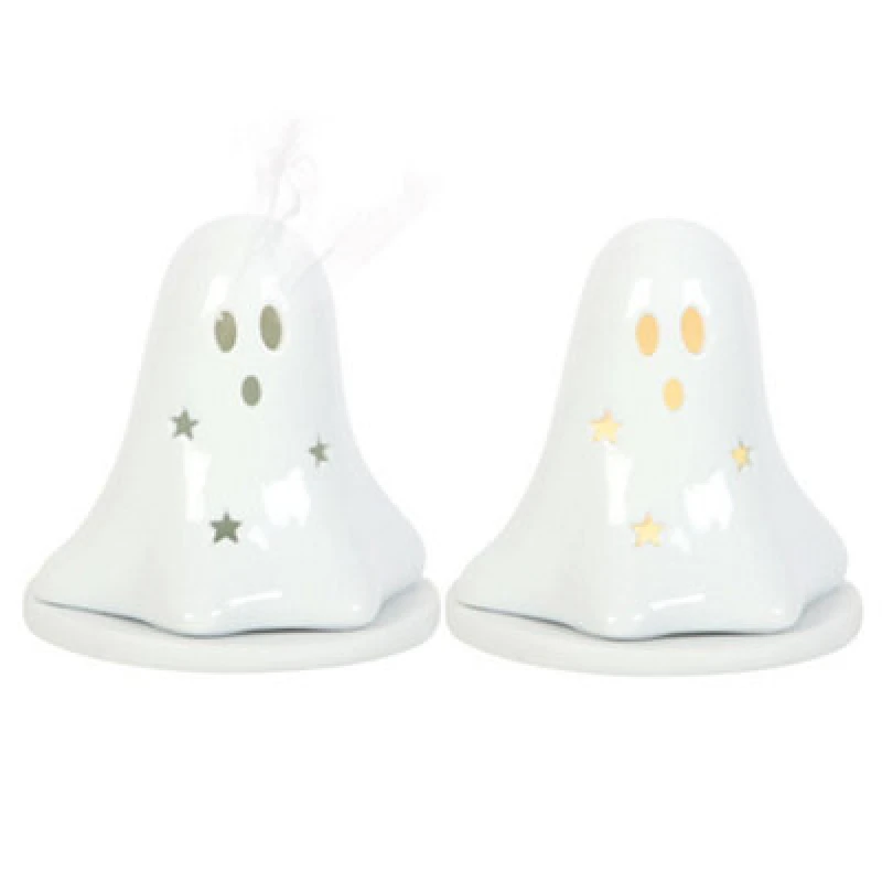 Image of Something Different Something Different Ceramic Ghost Tealight And Incense Cone Holder in White White One Size Unisex 5063574233255