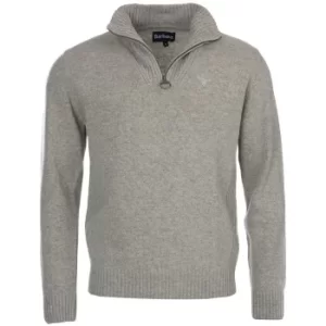 Image of Barbour Mens Essential Lambswool Half Zip Sweater Light Grey Marl Large