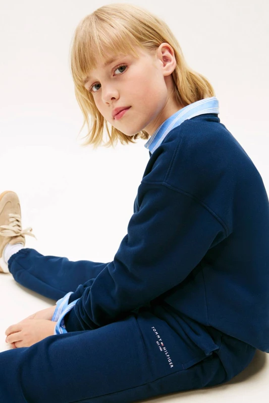 Image of Tommy Hilfiger Mens Mini Corp C-Neck Sweatshirt Set Blue Size: 16 Years Blue Male 16 Years