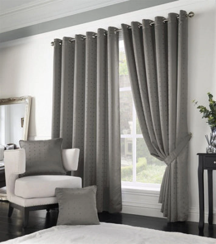 Image of Essential Living Adiso Eyelet Ring Top Curtains 168cm x 137cm Silver MADRSIL6654