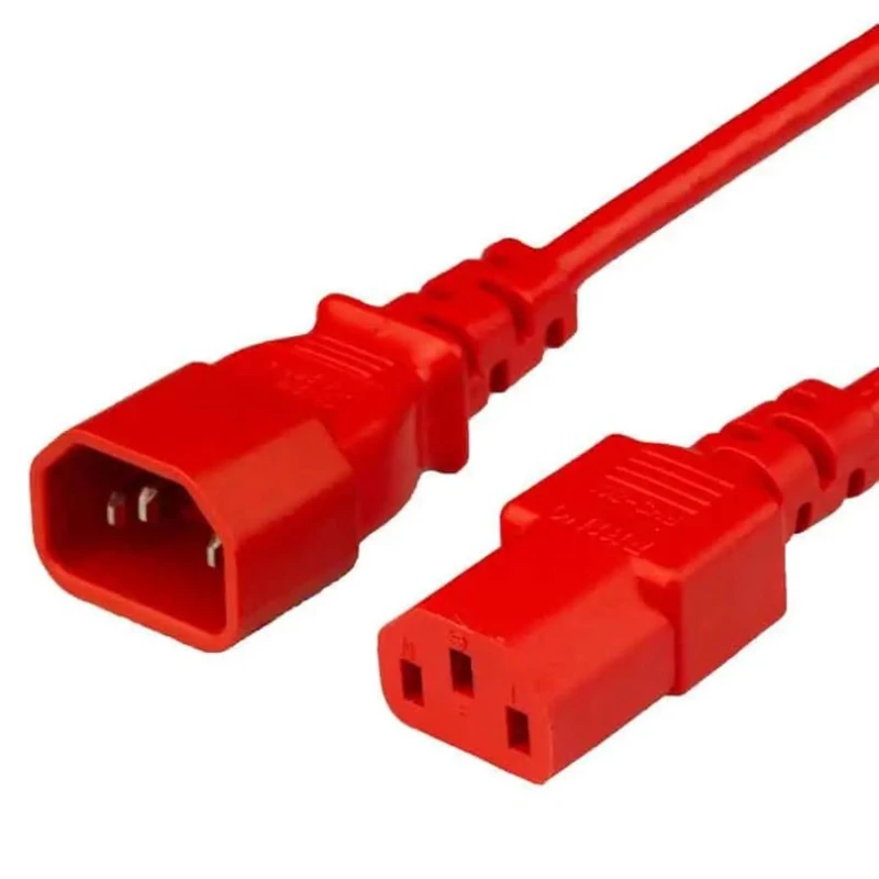 Image of FDL 1M IEC C14 PLUG TO C13 SOCKET CABLE - 1.0mm / RED